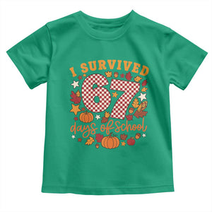 I Survived 67 Days of School Toddler T Shirt Autumn Fall Leaves Back To School TS02 Irish Green Print Your Wear