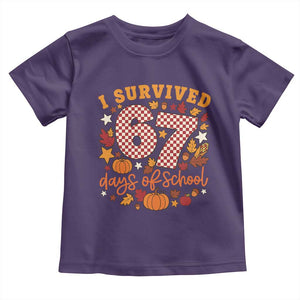 I Survived 67 Days of School Toddler T Shirt Autumn Fall Leaves Back To School TS02 Purple Print Your Wear