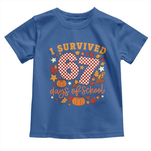 I Survived 67 Days of School Toddler T Shirt Autumn Fall Leaves Back To School TS02 Royal Blue Print Your Wear