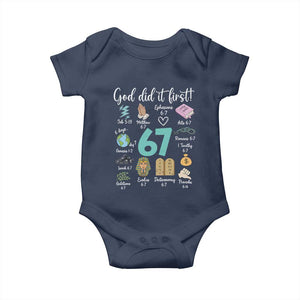 God Did It First 6 7 Baby Onesie Funny Christian Bible Verse Meme 67 References TS02 Navy Print Your Wear