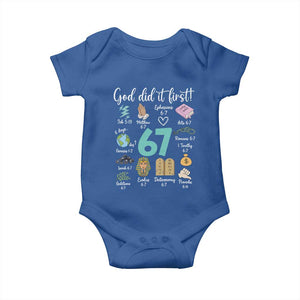 God Did It First 6 7 Baby Onesie Funny Christian Bible Verse Meme 67 References TS02 Royal Blue Print Your Wear