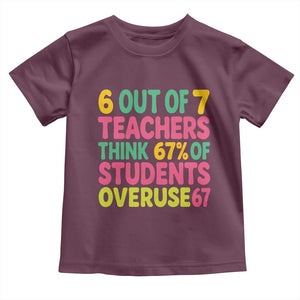 6 Out of 7 Teachers Think 67 Percent of Students Overuse 67 Toddler T Shirt Funny Viral Meme Educators TS02 Maroon Print Your Wear