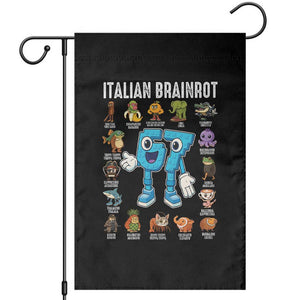 Italian Brainrot 67 Meme Garden Flag Funny Six Seven Absurdist Viral Chaoscore Internet Humor Addicts TS02 Black Print Your Wear