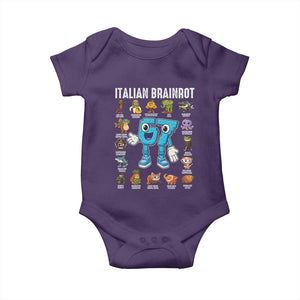 Italian Brainrot 67 Meme Baby Onesie Funny Six Seven Absurdist Viral Chaoscore Internet Humor Addicts TS02 Purple Print Your Wear