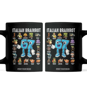 Italian Brainrot 67 Meme Coffee Mug Funny Six Seven Absurdist Viral Chaoscore Internet Humor Addicts TS02 Black Print Your Wear