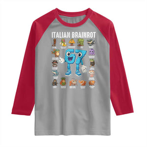 Italian Brainrot 67 Meme Raglan Shirt Funny Six Seven Absurdist Viral Chaoscore Internet Humor Addicts TS02 Sport Gray Red Print Your Wear