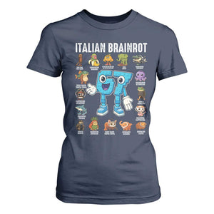 Italian Brainrot 67 Meme T Shirt For Women Funny Six Seven Absurdist Viral Chaoscore Internet Humor Addicts TS02 Navy Print Your Wear