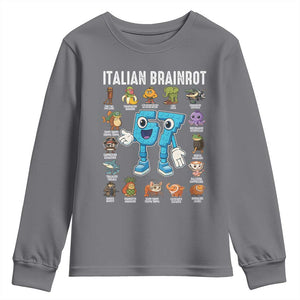 Italian Brainrot 67 Meme Youth Sweatshirt Funny Six Seven Absurdist Viral Chaoscore Internet Humor Addicts TS02 Charcoal Print Your Wear