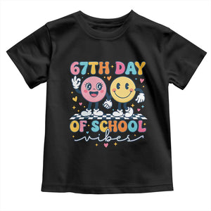 67th Day of School Vibes Toddler T Shirt Cute Retro Smiling Face for Students & Teachers TS02 Black Print Your Wear
