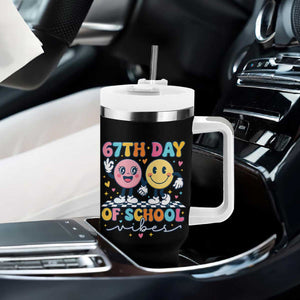 67th Day of School Vibes Tumbler With Handle Cute Retro Smiling Face for Students & Teachers TS02 Print Your Wear