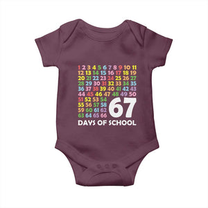 67 Days of School Baby Onesie Colorful Countdown Grid Milestone Classroom Fun TS02 Maroon Print Your Wear