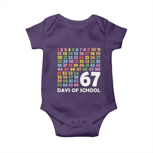 67 Days of School Baby Onesie Colorful Countdown Grid Milestone Classroom Fun TS02 Purple Print Your Wear