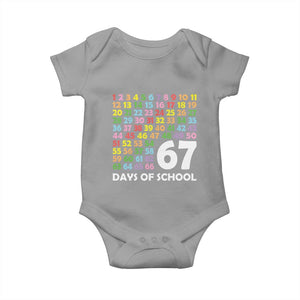 67 Days of School Baby Onesie Colorful Countdown Grid Milestone Classroom Fun TS02 Sport Gray Print Your Wear