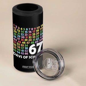 67 Days of School 4 in 1 Can Cooler Tumbler Colorful Countdown Grid Milestone Classroom Fun TS02 Print Your Wear