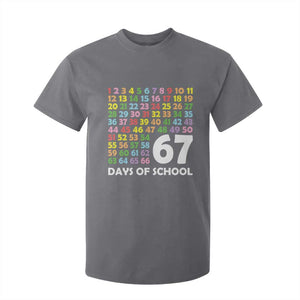 67 Days of School T Shirt For Kid Colorful Countdown Grid Milestone Classroom Fun TS02 Charcoal Print Your Wear