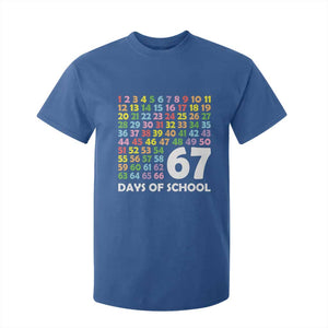 67 Days of School T Shirt For Kid Colorful Countdown Grid Milestone Classroom Fun TS02 Royal Blue Print Your Wear