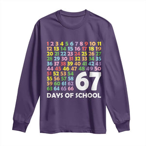 67 Days of School Long Sleeve Shirt Colorful Countdown Grid Milestone Classroom Fun TS02 Purple Print Your Wear