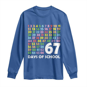 67 Days of School Long Sleeve Shirt Colorful Countdown Grid Milestone Classroom Fun TS02 Royal Blue Print Your Wear