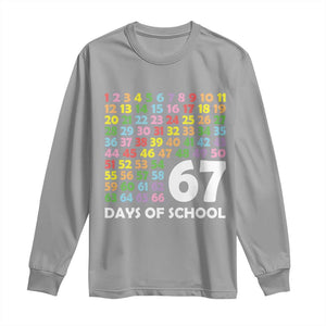 67 Days of School Long Sleeve Shirt Colorful Countdown Grid Milestone Classroom Fun TS02 Sport Gray Print Your Wear