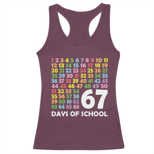 67 Days of School Racerback Tank Top Colorful Countdown Grid Milestone Classroom Fun TS02 Maroon Print Your Wear