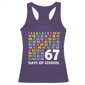 67 Days of School Racerback Tank Top Colorful Countdown Grid Milestone Classroom Fun TS02 Purple Print Your Wear