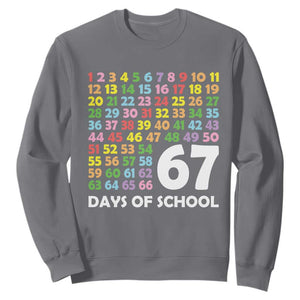 67 Days of School Sweatshirt Colorful Countdown Grid Milestone Classroom Fun TS02 Charcoal Print Your Wear
