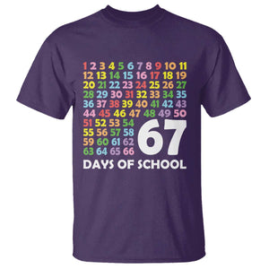 67 Days of School T Shirt Colorful Countdown Grid Milestone Classroom Fun TS02 Purple Print Your Wear