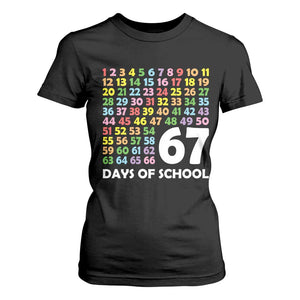 67 Days of School T Shirt For Women Colorful Countdown Grid Milestone Classroom Fun TS02 Black Print Your Wear
