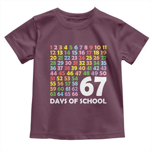67 Days of School Toddler T Shirt Colorful Countdown Grid Milestone Classroom Fun TS02 Maroon Print Your Wear