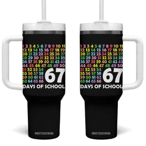 67 Days of School Tumbler With Handle Colorful Countdown Grid Milestone Classroom Fun TS02 One Size: 40 oz Black Print Your Wear