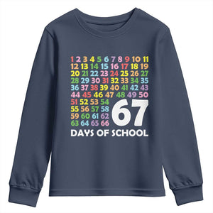 67 Days of School Youth Sweatshirt Colorful Countdown Grid Milestone Classroom Fun TS02 Navy Print Your Wear