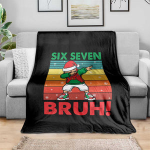Six Seven Bruh Christmas Dabbing Throw Blanket Funny 67 Meme Retro Santa Kid Vibes TS02 Print Your Wear