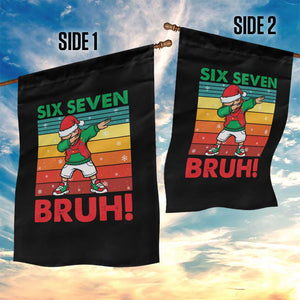 Six Seven Bruh Christmas Dabbing Garden Flag Funny 67 Meme Retro Santa Kid Vibes TS02 Print Your Wear