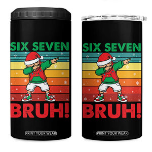Six Seven Bruh Christmas Dabbing 4 in 1 Can Cooler Tumbler Funny 67 Meme Retro Santa Kid Vibes TS02 One Size: 16 oz Black Print Your Wear