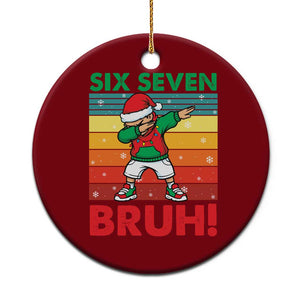 Six Seven Bruh Christmas Dabbing Ceramic Ornament Funny 67 Meme Retro Santa Kid Vibes TS02 1pc Red Print Your Wear