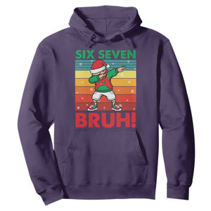 Six Seven Bruh Christmas Dabbing Hoodie Funny 67 Meme Retro Santa Kid Vibes - Print Your Wear
