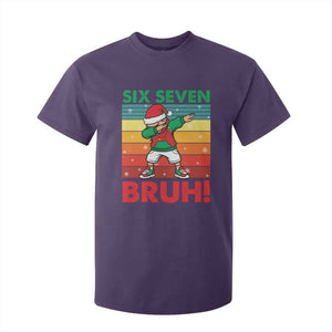 Six Seven Bruh Christmas Dabbing T Shirt For Kid Funny 67 Meme Retro Santa Kid Vibes TS02 Purple Print Your Wear