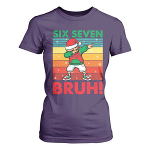 Six Seven Bruh Christmas Dabbing T Shirt For Women Funny 67 Meme Retro Santa Kid Vibes TS02 Purple Print Your Wear