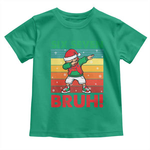 Six Seven Bruh Christmas Dabbing Toddler T Shirt Funny 67 Meme Retro Santa Kid Vibes TS02 Irish Green Print Your Wear