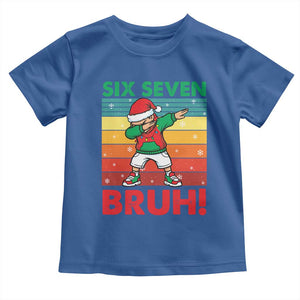 Six Seven Bruh Christmas Dabbing Toddler T Shirt Funny 67 Meme Retro Santa Kid Vibes TS02 Royal Blue Print Your Wear