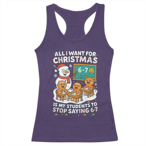 Gingerbread Classroom 67 Meme Racerback Tank Top Funny Christmas Teacher My Students To Stop Saying Six Seven TS02 Purple Print Your Wear
