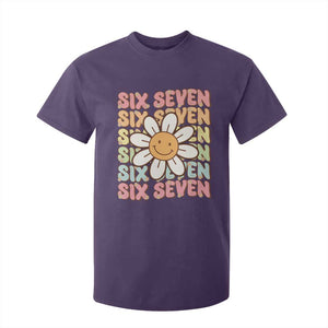 Six Seven Flower Power T Shirt For Kid Viral 67 Meme with Retro Daisy TS02 Purple Print Your Wear