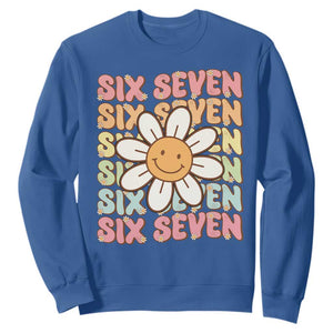 Six Seven Flower Power Sweatshirt Viral 67 Meme with Retro Daisy TS02 Royal Blue Print Your Wear