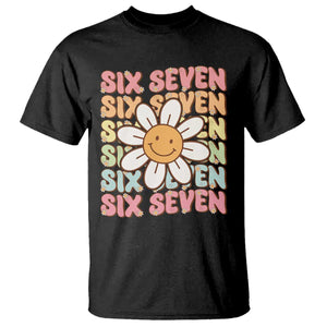 Six Seven Flower Power T Shirt Viral 67 Meme with Retro Daisy TS02 Black Print Your Wear