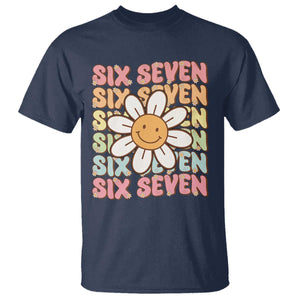 Six Seven Flower Power T Shirt Viral 67 Meme with Retro Daisy TS02 Navy Print Your Wear