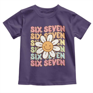 Six Seven Flower Power Toddler T Shirt Viral 67 Meme with Retro Daisy TS02 Purple Print Your Wear