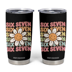 Six Seven Flower Power Tumbler Cup Viral 67 Meme with Retro Daisy TS02 Black Print Your Wear