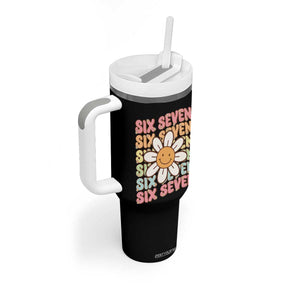 Six Seven Flower Power Tumbler With Handle Viral 67 Meme with Retro Daisy TS02 Print Your Wear