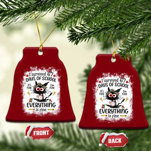 I Survived 67 Days of School Ceramic Ornament Funny Teacher Black Cat Chaos Everything Is Fine TS02 Print Your Wear