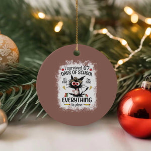 I Survived 67 Days of School Ceramic Ornament Funny Teacher Black Cat Chaos Everything Is Fine TS02 1pc Mocha Print Your Wear